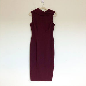 Connected Maroon Knee Length Sleeveless Dress